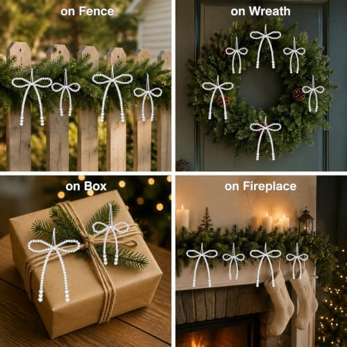 DIYDEC 24pcs Christmas Bow Ornament 7&4.5In Tree Topper Hanging Decor