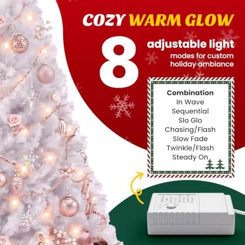 DUMOS 4.5 Ft Pre-lit Christmas Tree, White Artificial Xmas Tree