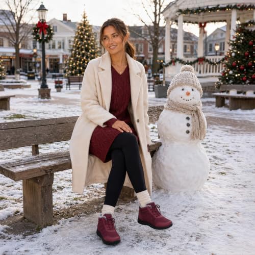 SHIBEVER Winter Snow for Boots Women: Warm Ankle Boots Non-Slip Traction