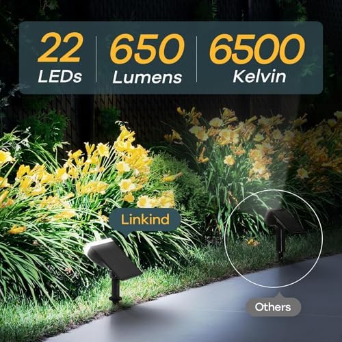 Linkind Solar Lights Outdoor Waterproof Landscape Spotlight Daylight 4 Pack