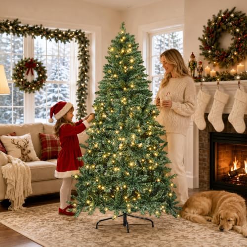 VINGLI 6FT Pre Lit Half Christmas Tree with 250 LED Lights