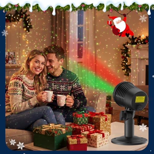 Christmas Projector Lights Outdoor, Red and Green Moving Holiday Light with Remote Show for House, Yard, Garden, Patio and Christmas Decorations