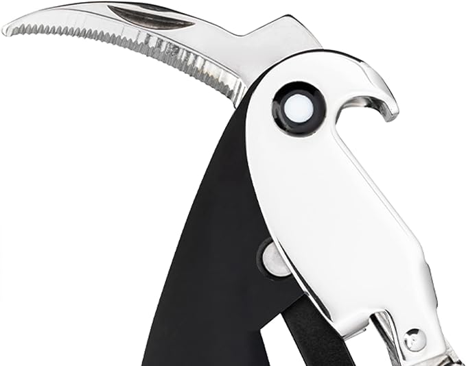 Alessi AAM32 B Parrot - Sommelier Design Corkscrew, Cast Aluminum and PC, Black