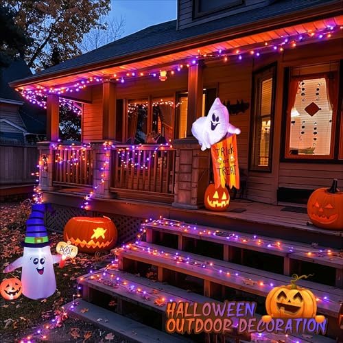 JMEXSUSS 600 LED Halloween Lights Outdoor, Orange Purple Halloween Lights