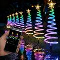 8 Pack Christmas Pathway Lights Outdoor with RGBW DIY Modes, APP Control Spiral Lighted Xmas Tree Path Lights with Scene Modes, Schedule & Music, Christmas Yard Decorations Outdoor Waterproof