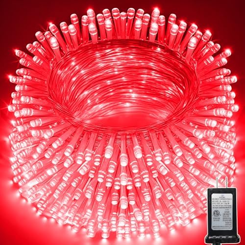 196 FT 500 LED String Lights Outdoor Indoor, Christams String Lights Waterproof 8 Modes & Timer, Fairy Lights Plug in for Bedroom, Weeding, Patio, Party, Christmas Decor (Red)