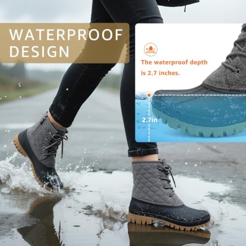 STQ Duck Boots for Women Waterproof Winter Boots Insulated Snow Boots
