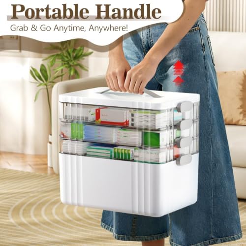 ARSTPEOE 4-Tier Medicine Organizer - Portable Medicine Cabinet with Handle
