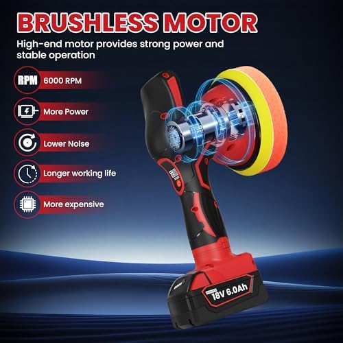 Cordless Buffer Polisher Kit For MILWAUKEE 18V LI-ION Battery.6-Inch Orbital Buffer Polisher with 8 Variable Speed with 25pcs Polishing Accessories, for Car Polishing/Waxing (Tool Only)