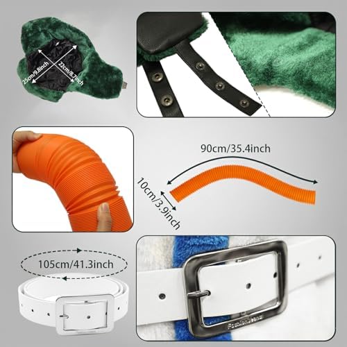 Halloween Costume for Men, 4pcs Funny Christmas Costume with White Robe Men, Hat, Orange Tube and Belt, Funny Men's Holiday Outfit for Halloween Christmas Cosplay Parties