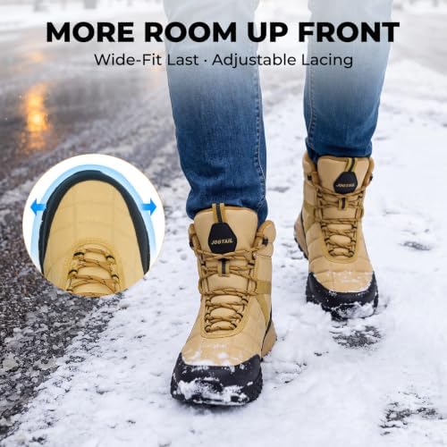 Men's Waterproof Wide Snow Boots, Faux Fur Lined Winter Boots