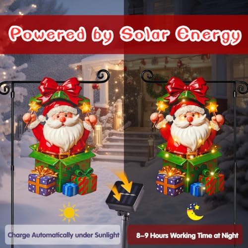 Lighted Christmas Santa Garden Flag Outdoor Decor, 12x18 Inch