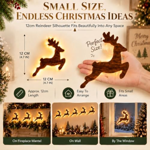 LED Reindeer Wall Decorations, Christmas Glow Silhouette Lights Home Decor