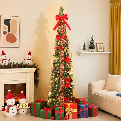 Alupssuc 6ft Pop Up Christmas Tree with Timer Lights, Remote, Dual Lights
