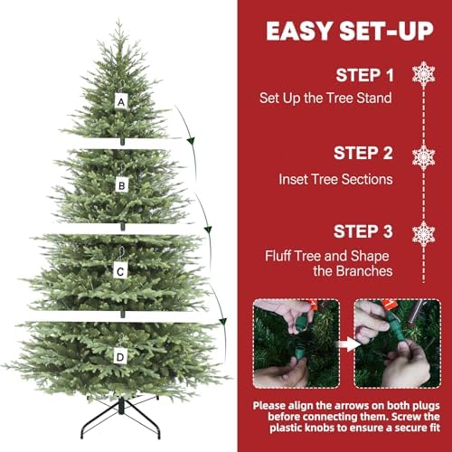 Hykolity 9 ft Prelit Artificial Christmas Tree with 600 Warm White LEDs