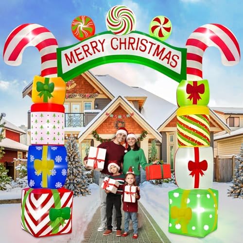 Kalolary 10FT Christmas Inflatable Archway Gift Boxes, Xmas Arch Inflatable
