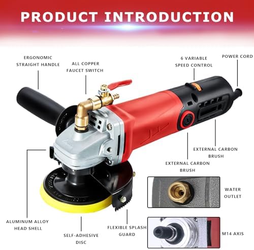Wet Polisher Grinder,860W/110V Variable Speed Wet Buffer with 4'' Diamond Polishing Pad Tools Kit,Low-noise Wet Stone Polisher Buffing Machine for Concrete,Floor Surface,Marble,Ceramic Tile