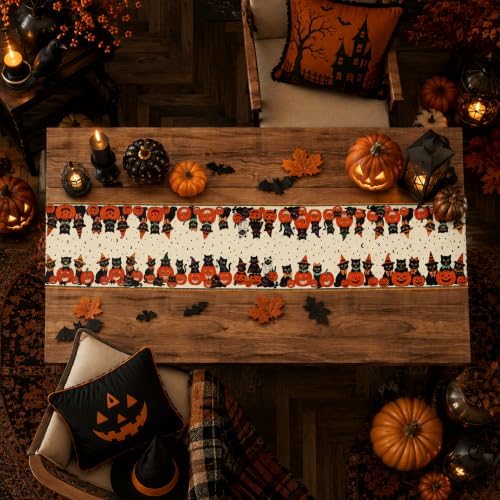 Halloween Decorations - Retro Halloween Table Runner for Home Party Decor