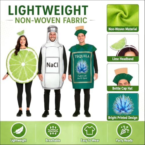 Hercicy 3 Pcs Tequila Lime Salt Halloween Costume Group Funny Set for Adult