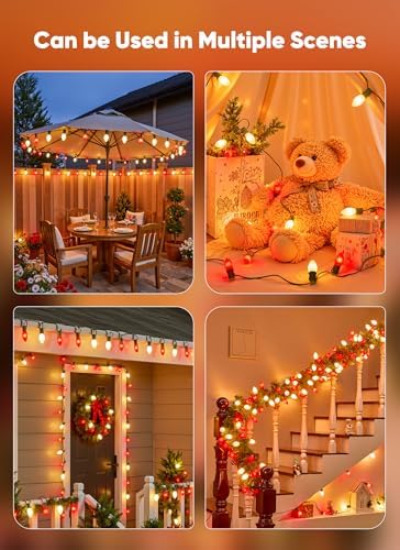 Minetom 50Ft Christmas Lights Outdoor, 50 LED Matte Bulbs, Red|Warm White