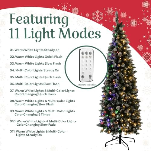 Elf Stor 6ft Flocked Prelit Christmas Tree with Stand, Green/White