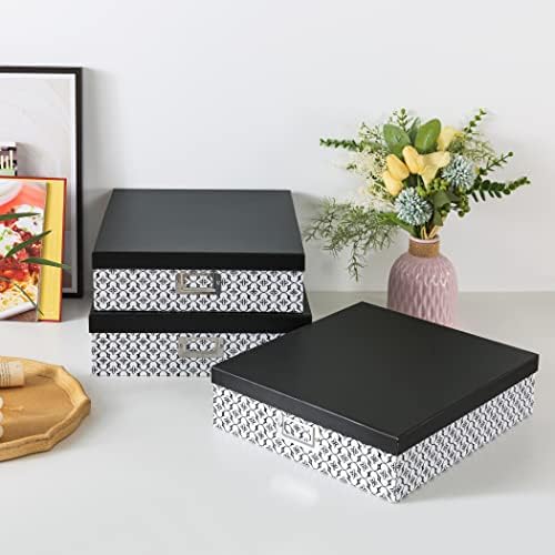 Soul & Lane - Black and White Jumbo Scrapbook Storage Boxes, Set of 3