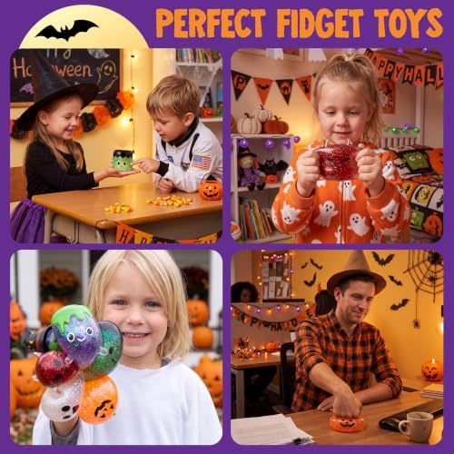JOYIN 6 PCS Halloween Glitter Squishy Toys, Slow Rising Squishy Toys, Anxiety Relief Stress Balls, Sensory Toy for Kids Teens, Party Favors, Trick or Treating, Classroom Prize