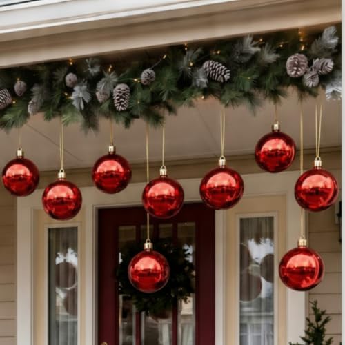 Threan 6 Inch Red Shiny Large Christmas Ball Ornament