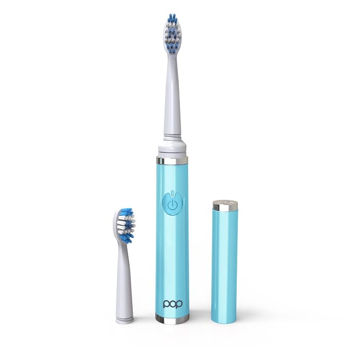 Pop Sonic Ultimate Pro Rechargeable Toothbrush (Hawaiian Blue) - 40,000 Strokes/Min - Long-Lasting Nylon Bristles - Teens & Adults with Quadrant Pacer & Timer