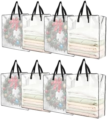 Garvee Christmas Wreath Storage Container, 8 Pack Moving Bags with Zipper