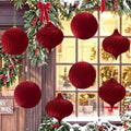 Civaner 8 Pcs Large Velvet Christmas Ball,6 Inch,Burgundy