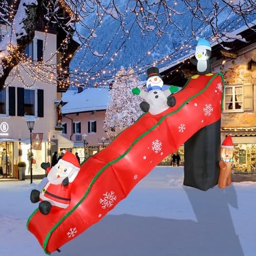 WONDER GARDEN 10 FT Christmas Outdoor Inflatable Slide with Penguin Decor