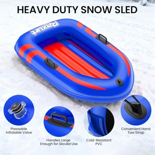 Raxurt Inflatable Snow Sled, 0.7mm Heavy Duty Snow Tube for Kids & Adults