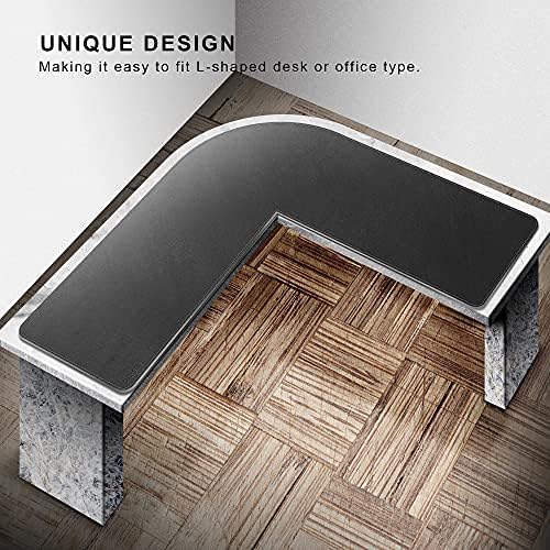 Chihein PU Leather L-Shaped Desk Pad (49.2”+ 49.2”) x 15.7” Black/Gray