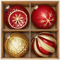 SHareconn 4ct 6 Inch Large Christmas Tree Balls Ornaments, 150mm, Red&Gold