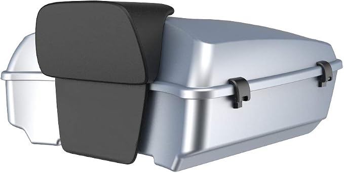 Advanblack Road Glide Tour Trunk Pack Barracuda Silver Denim Chopped Tour Trunk Pack Backrest Pad for '97-'25 Harley Touring Road King Street Glide Electra Glide CVO models