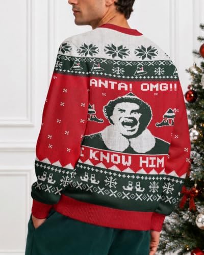 34HD Ugly Xmas Sweater–Funny Knit Christmas Sweater for Women & Men 2025, Long Sleeve Crewneck Holiday Pullover, Unisex Gift