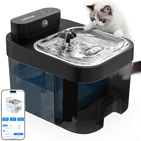 2026 Latest Cat Water Fountain, No Filter Cotton, App Monitoring Wastewater Separation Wireless Pet Fountain, 5000mAh Battery & Plug-in, 3L/101oz Water Dispenser for Cats Indoor, 2.4G Wi-Fi