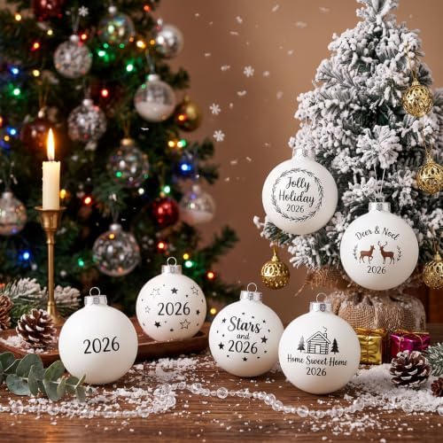 Zubebe 48 Pcs 4 Inch Blank White DIY Christmas Ball Ornaments for Craft