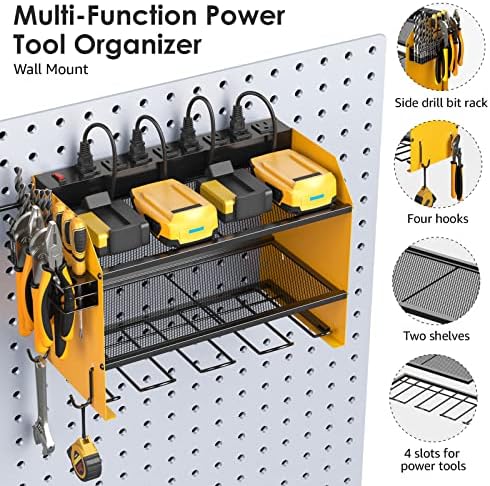 CCCEI Wall Mount Modular Tool Charging Organizer, Yellow, 1 Pack, 3 Tier.