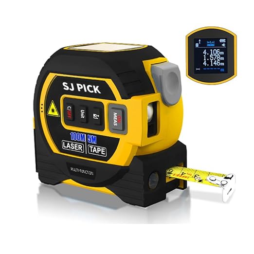 Voice Intelligent Tools 3-in-1 Laser Tape Measure ，Digital Measuring Tape Ruler-LCD Backlight 5M/16Ft Tape & Laser 100m/328Ft Rangefinder，Crosshairs Markings，Data Storage (Yellow, 100m/328ft)