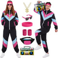 SOMSOC 80s Tracksuit for Men Women Halloween Costume Retro Windbreaker Set Neon 90s Outfit Couple Jogger Suit