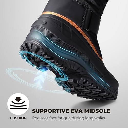 NORTIV 8 Men's Waterproof Winter Snow Boots Insulated