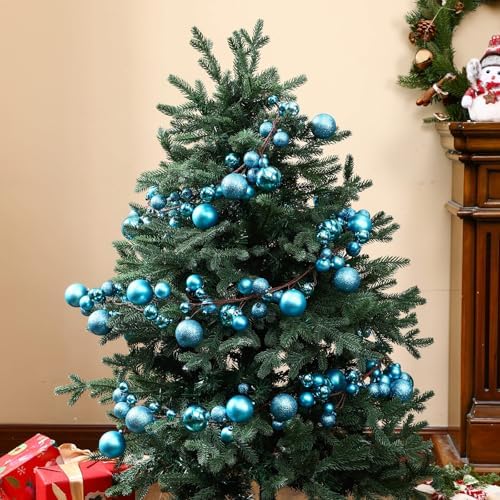 2 Pcs 6 ft Christmas Ball Ornament Garland, Lake Blue