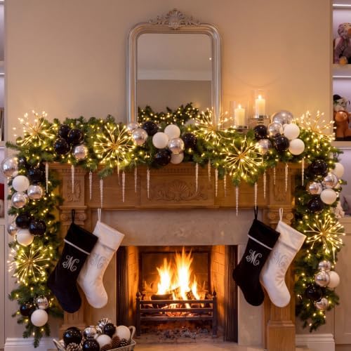 Roowest 4 Sets Large Christmas Ball Clusters Ornaments Black White Clear
