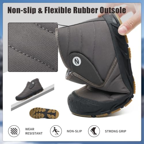 Mens Snow Boots Winter Velcro Water Resistant Fur Lined Slip On Ankle Boot