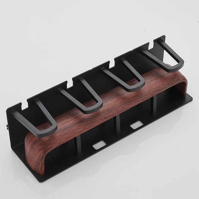 Toothbrush Rack Wall Mounted Wood Grain Toothbrush Holder Multifunctional Storage Rack Bathroom Toothpaste Holder with Hook Accessories Bathroom Toothbrush Holder(Large)