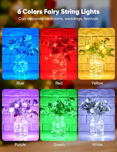 Brightown 12 Pack Multi Color Fairy Lights Battery Operated for Xmas Decor
