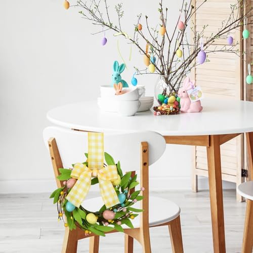 Syhood 2 Pcs 9 Inch Lighted Mini Easter Egg Wreaths