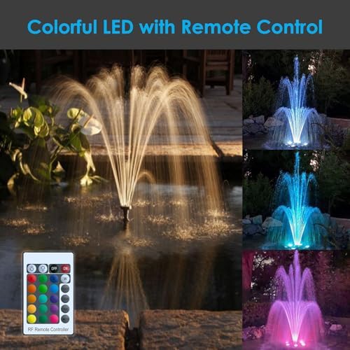 AquaMiracle Pond Filter with Fountain Kits & Remote Control LED Lights